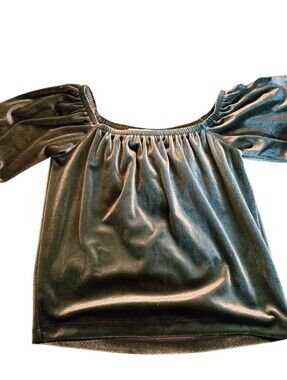 EUC 2/$10 Old Navy Velvet Crop Top in Deep Green Size 6-7 Shimmer